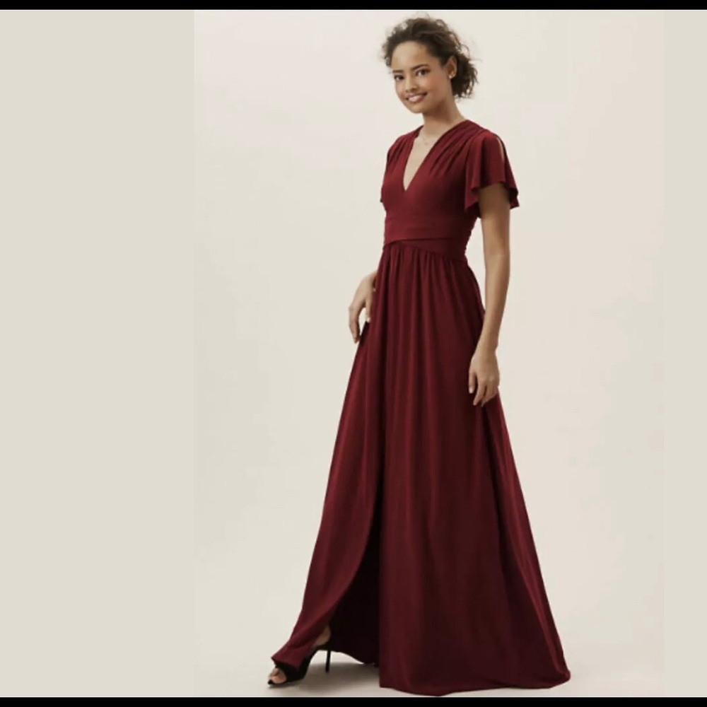 BHLDN Dress Bridesmaid/wedding Mendoza Bordeaux 6